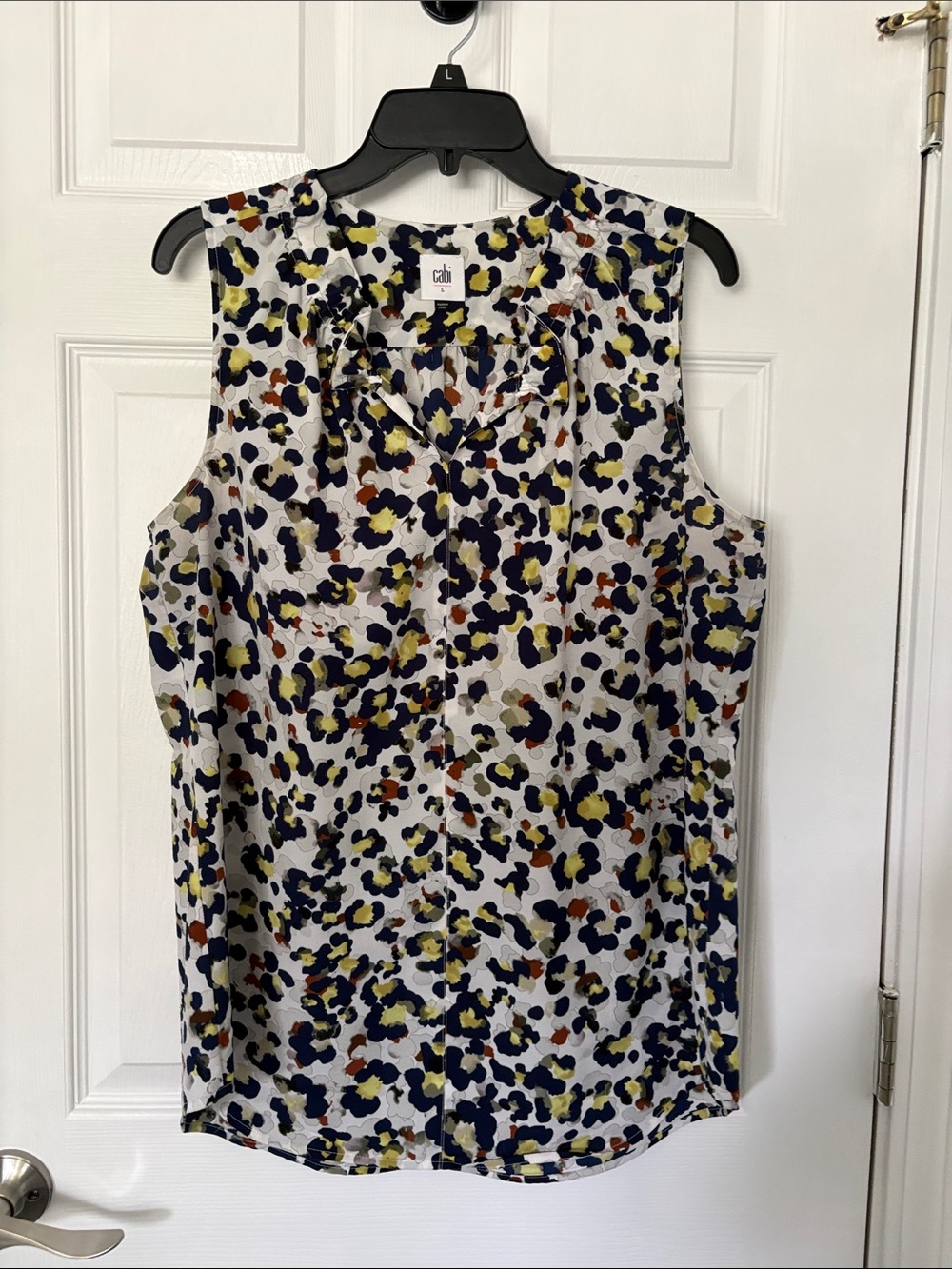 CAbi Multicolor Sleeveless V-Neck Cami with Abstract Spot Print